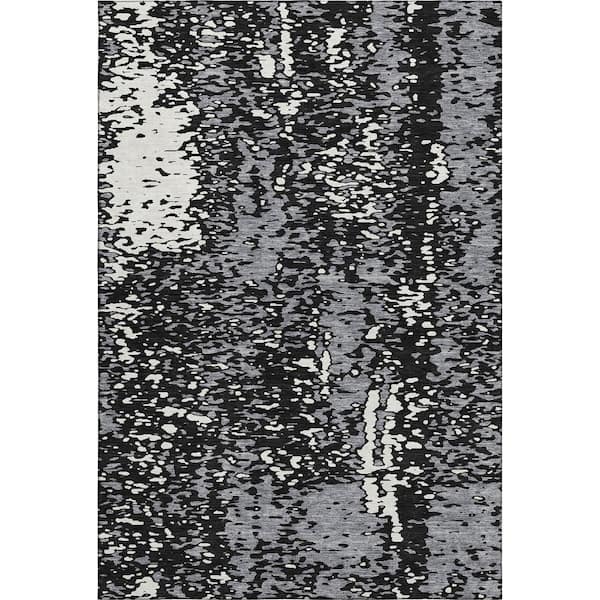 Addison Rugs Mayfield Premium Machine Washable Abstract AMF949 Black 9 ft. x 12 ft. Area Rug
