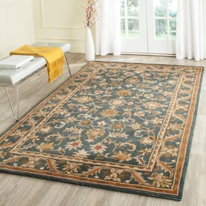 Antiquity Blue/Gold 5 ft. x 8 ft. Border Area Rug