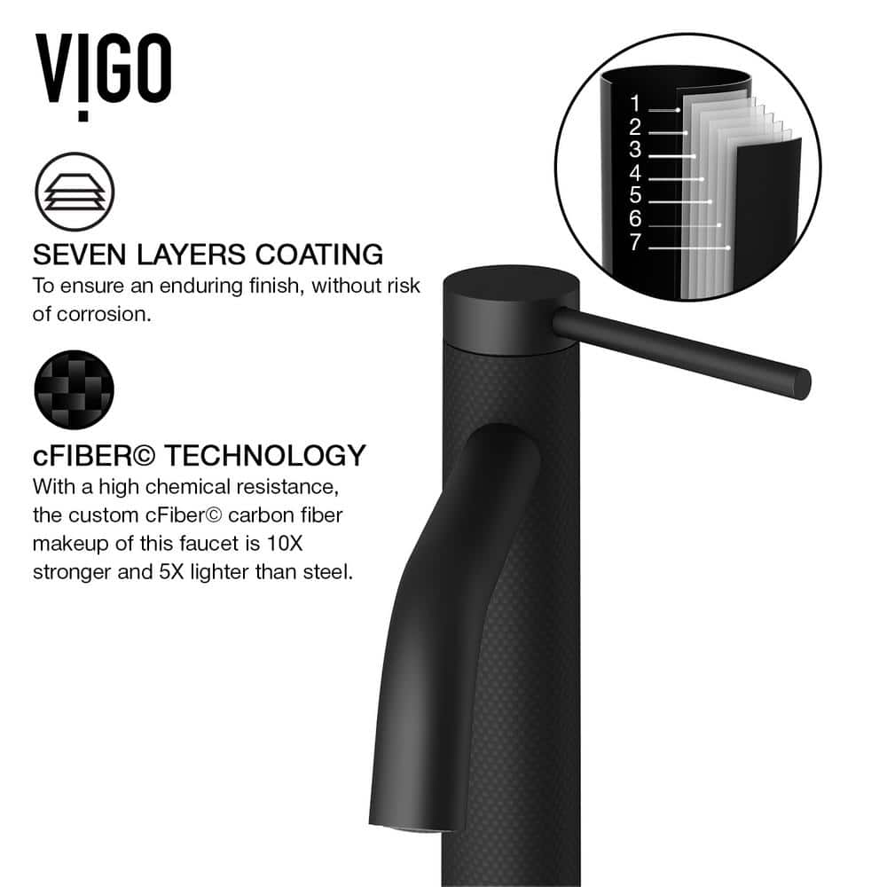 Lexington 10'' Carbon Fiber and Matte Black Bathroom Vessel Faucet