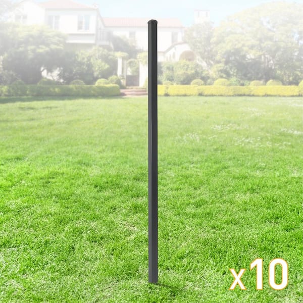2 in. x 2 in. x 6 ft. Steel Flat Top Blank Metal Fence Post with Post Cap (10-Pack)