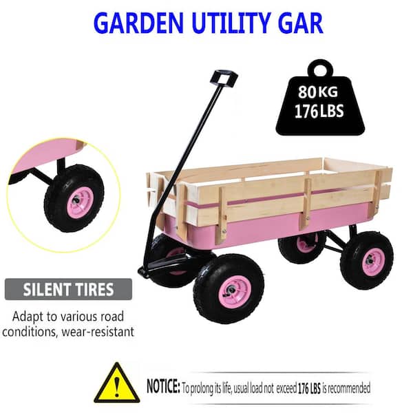 2.8 cu.ft. Steel Wagon Children Kid Garden Cart in Pink