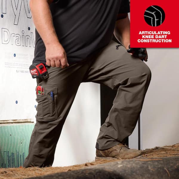 Milwaukee Men's 32 in. x 30 in. Brown FREEFLEX Tech Work Pants