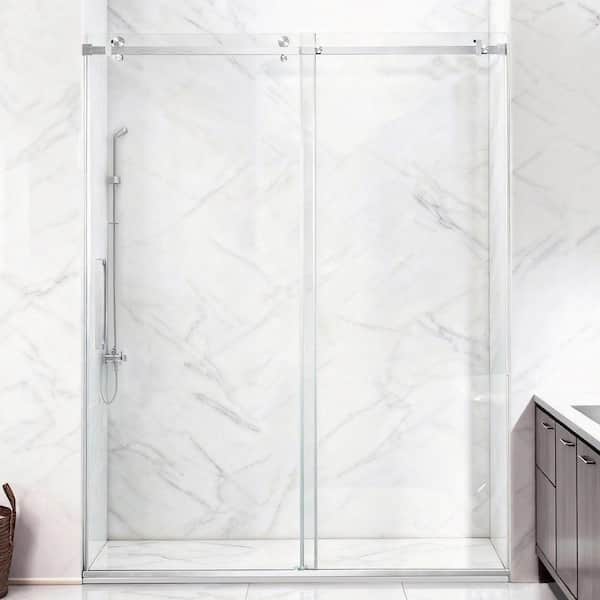 ZXDDMS 36 in. W x 72 in. H Semi-Frameless Pivot Shower Door in