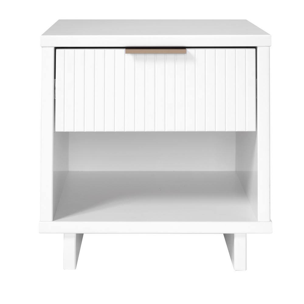 Manhattan Comfort Granville White 1 Drawer 1811 In W Nightstand Ns