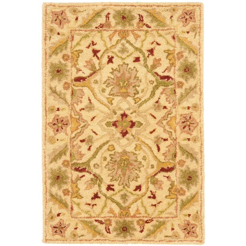 Elegant Ivory Wool 3' x 5' Hand-Tufted Rectangular Area Rug