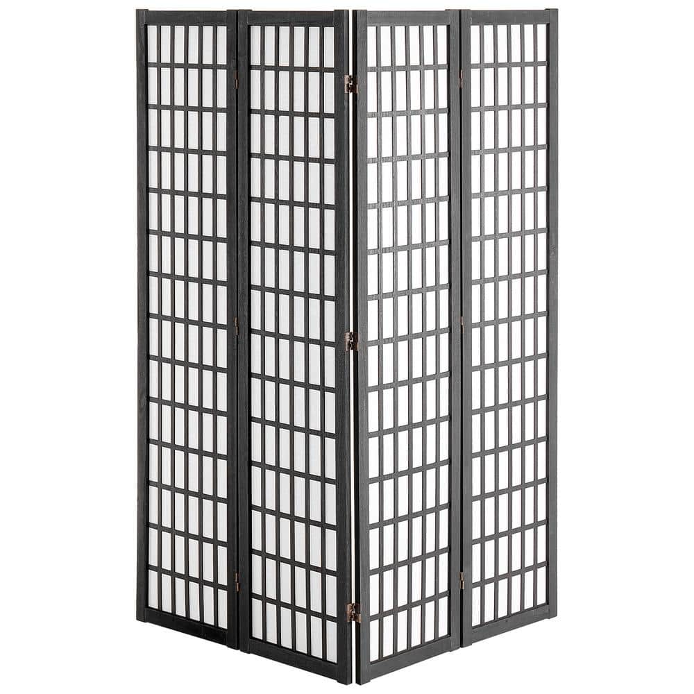 Room Divider, 4-Panel Folding Privacy Screen, Wooden Partition Divider for Indoor Use, Portable Decoration Screen Black price history on PriceWatchPro