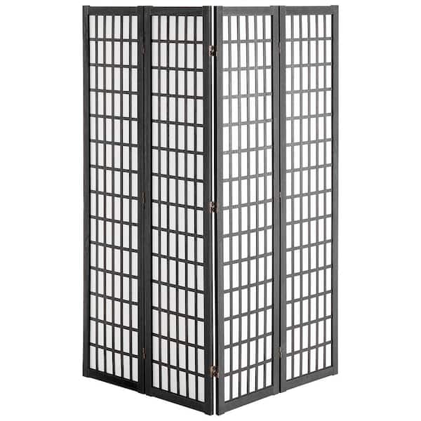 Room Divider, 4-Panel Folding Privacy Screen, Wooden Partition Divider for Indoor Use, Portable Decoration Screen Black