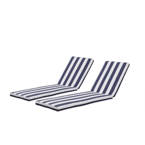 Huluwat Blue White Striped Outdoor Lounge Chair Cushion Replacement (2-Pack)