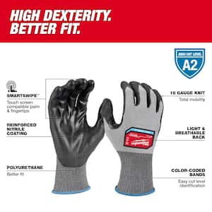 Medium High Dexterity Cut 2 Resistant Polyurethane Dipped Work Gloves (12-Pack)