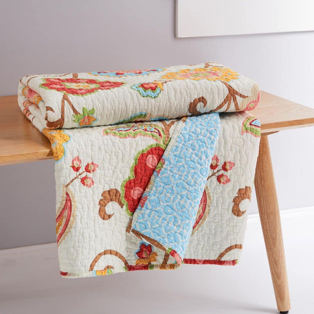 Ashbury Spring Reversible Cotton Quilted Throw, 50" x 60"