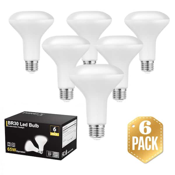 65-Watt Equivalent BR30 Dimmable Flood LED Light Bulb 5000K Soft White (6-Pack)