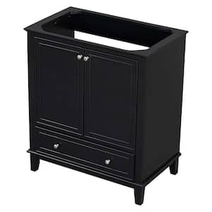 30 in. W Bath Vanity Cabinet without Top in Black, Multi-functional Bathroom Cabinet, Solid Wood Frame, MDF Board