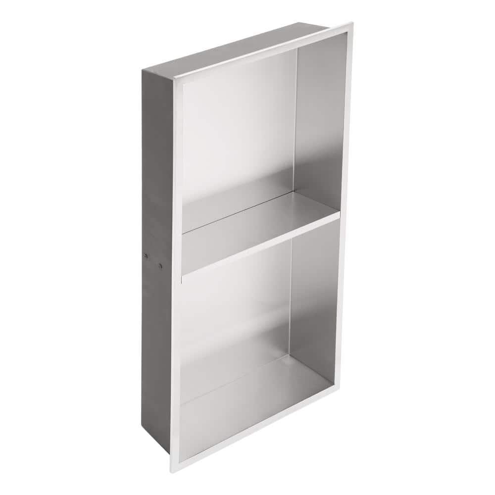 13 in. W x 25 in. H x 4 in. D 18-Gauge Stainless Steel Recessed Shower Niche Double Shelf in Brushed Silver price history on PriceWatchPro