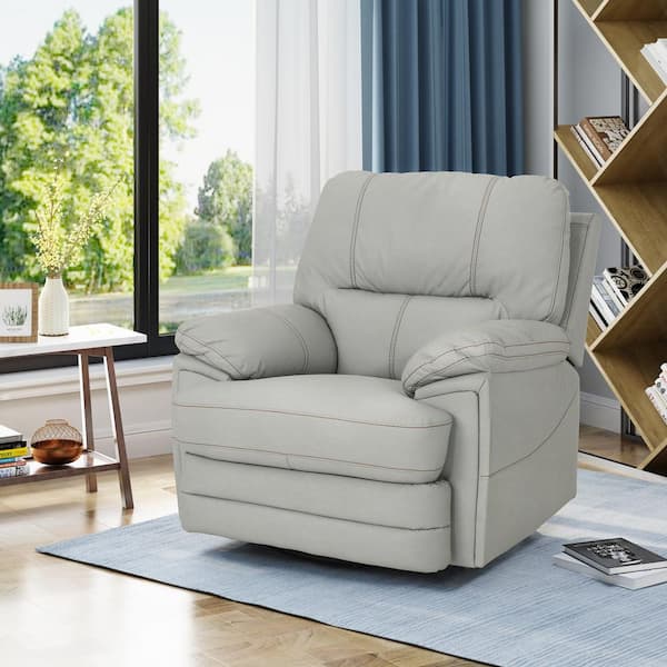 NordicHouse Light Grey Fabby Fabric Recliner Armchair