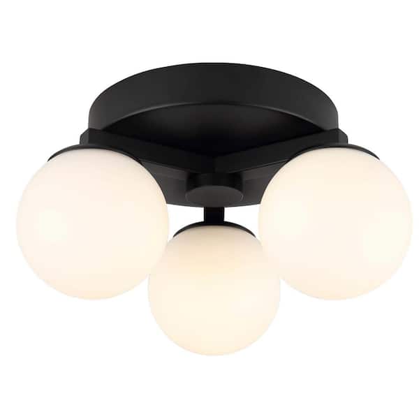 CANARM Nylah 11 in. 3-Light Matte Black Integrated LED Flush Mount
