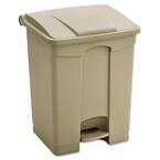 17 Gal. Tan Large Capacity Step-On Plastic Household Trash Can