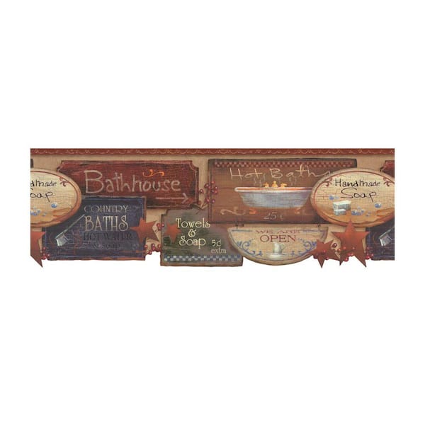 York Wallcoverings Best of Country Bath Signs Wallpaper Border