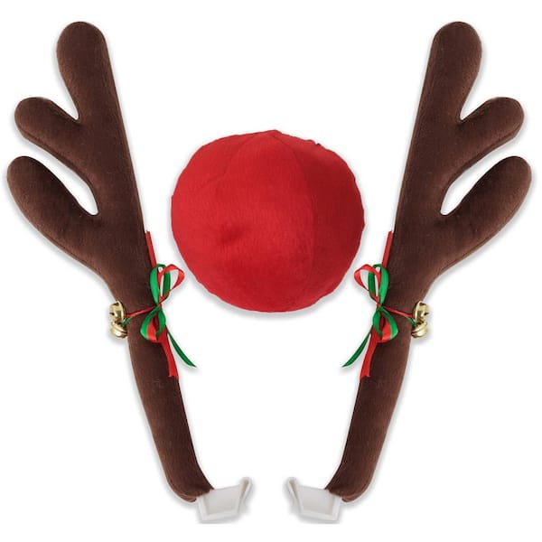 OxGord Rudolph Car Decoration Reindeer Antlers & Nose Vehicle Costume