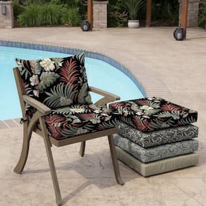 21 in. x 21 in. Simone Black Tropical Outdoor Dining Chair Cushion