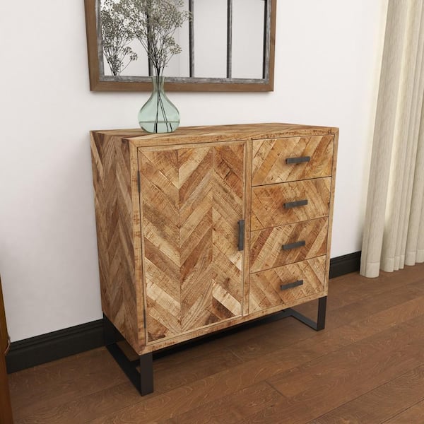 Monroe Lane Farmhouse Wood Cabinet, Brown