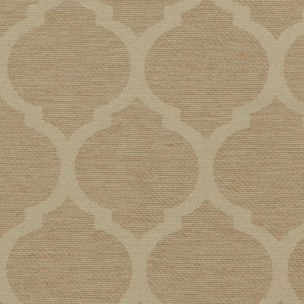 Hampton Bay Park Meadows Off-White Wicker Outdoor Patio Ottoman with CushionGuard Toffee Trellis Tan Cushions (2-Pack)