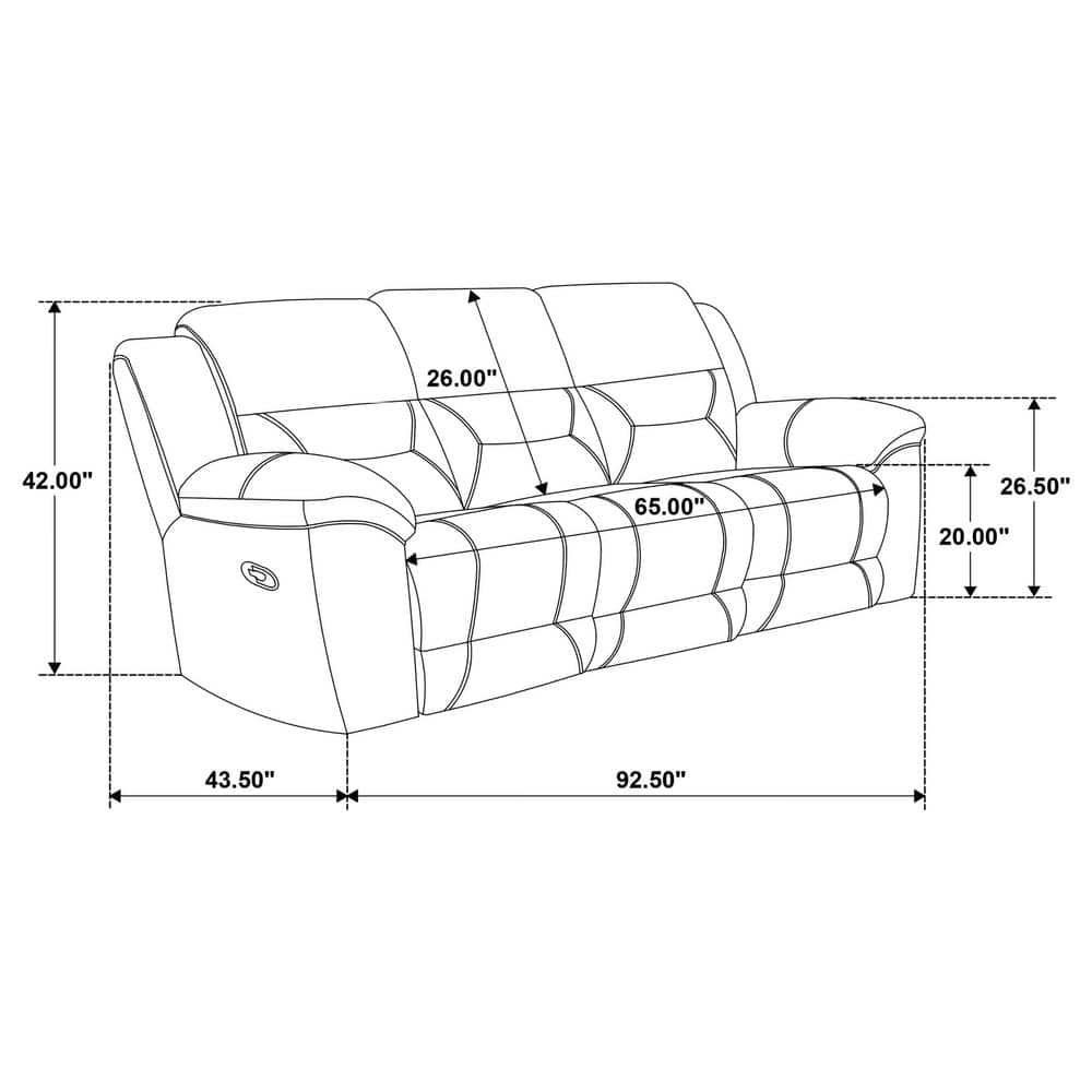 Gilson Gray Chenille Fabric Manual Reclining Sofa with Pillow-Top Arms