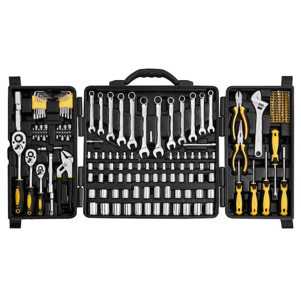207-Piece Mechanics Tool Set, 1/4 in. 3/8 in. 1/2 in. Drive Sockets, SAE and Metric Mechanic Tool Kit with Bits Wrenches