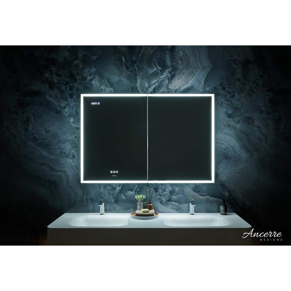 Pagani 48" Black LED Mirror Medicine Cabinet with Defogger and USB Outlet