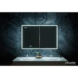 Pagani 48 in. W x 32 in. H Rectangular Aluminum LED Medicine Cabinet with Mirror, Defogger, Magnifier, and USB Outlet