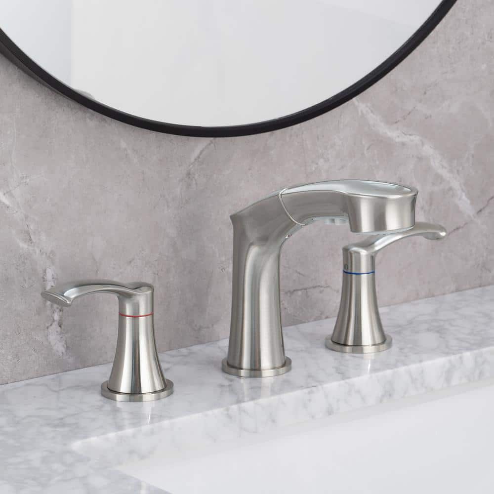 8 in. Widespread Double Handle Pull Out Sprayer Bathroom Faucet, Bathroom S