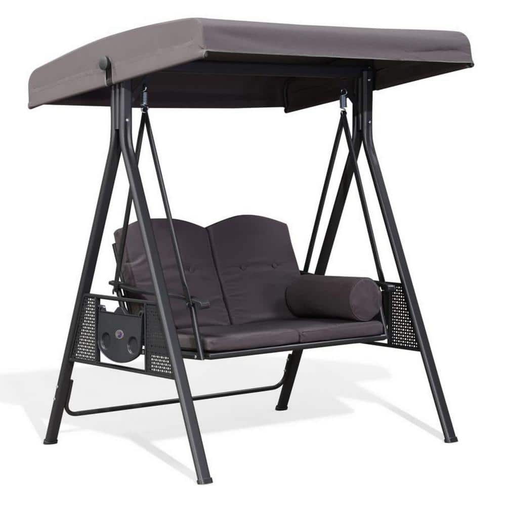 PURPLE LEAF 2Person AllWeather Steel Frame Porch Swing Adjustable
