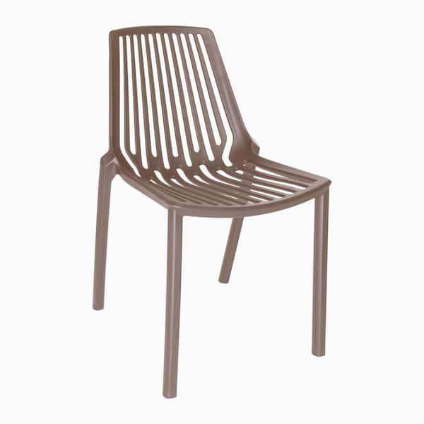 Leisuremod Acken Modern Stackable Dining Side Chair with Plastic Seat and Legs (Taupe)