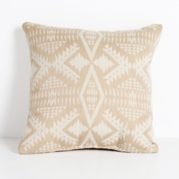 SORRA HOME Sunbrella Pendleton Diamond River Sand Square Outdoor Throw Pillow