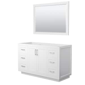 Miranda 53.25 in. W x 21.75 in. D x 33 in. H Single Sink Bath Vanity Cabinet without Top in White with 46 in. Mirror