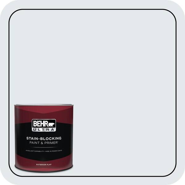 BEHR ULTRA 1 qt. #PPL-54 Snow Cloud Flat Exterior Paint & Primer