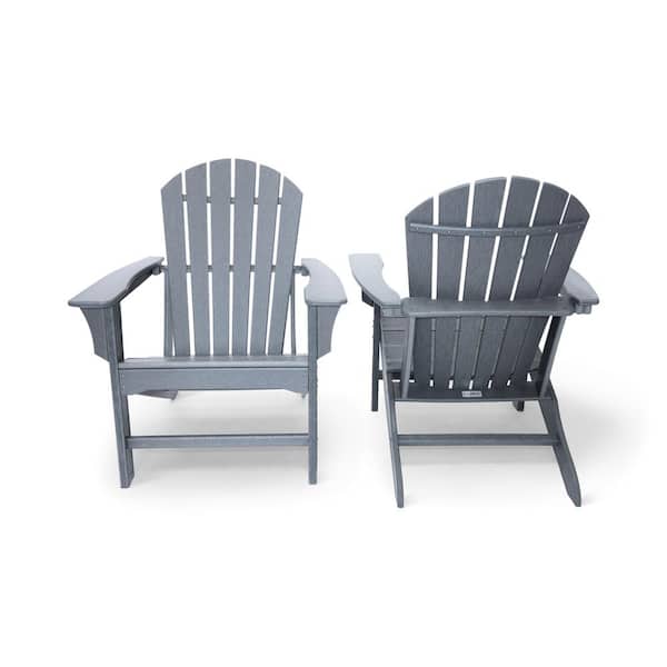 Luxeo Hampton Gray Poly Outdoor Patio Plastic Adirondack Chair 2 Pack Lux 1518 Sgry2 The Home Depot Luxeo Hampton Gray Poly Outdoor Patio, Poly Outdoor Furniture