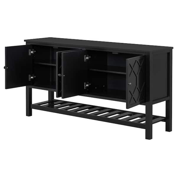 59.8 in. W x 15.7 in. D x 31.5 in. H Bathroom Black Linen Cabinet