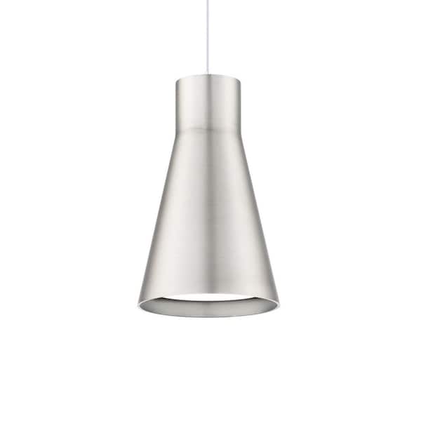 Twist-N-Lite 8 in. Brushed Nickel Mini-Pendant Light with Polycarbonate Shade Integrated LED