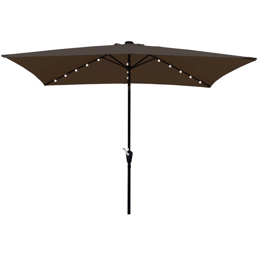 10 ft. Powder Coated Aluminum Rectangular Outdoor Market Patio Umbrella wit