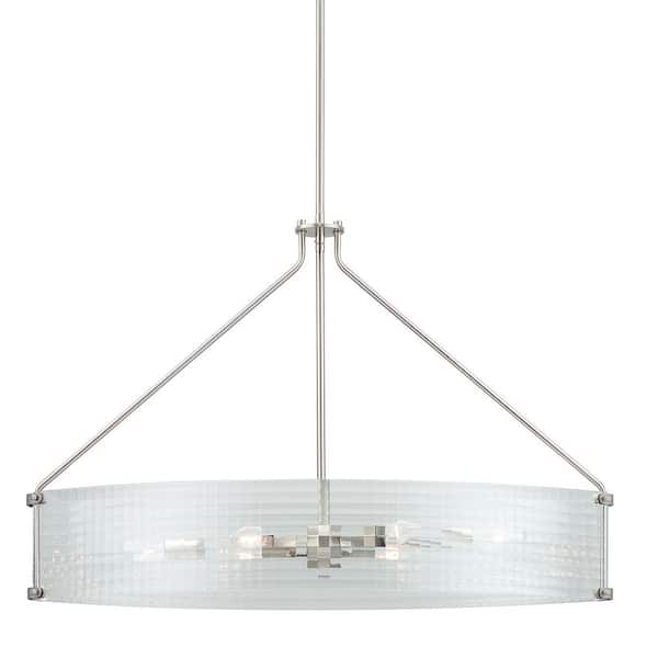 Home Decorators Collection Westlyn 6-Light Brushed Nickel Chandelier with Clear Optic Glass Shade