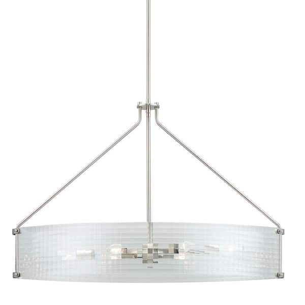 Westlyn 6-Light Brushed Nickel Chandelier with Clear Optic Glass Shade