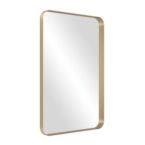 18 in. W x 28 in. H Small Rectangular Metal Framed Wall Bathroom Vanity Mirror