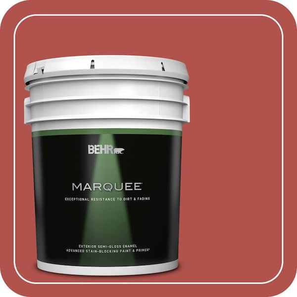 BEHR MARQUEE 5 gal. #BIC-48 Fortune Red Semi-Gloss Enamel Exterior Paint & Primer
