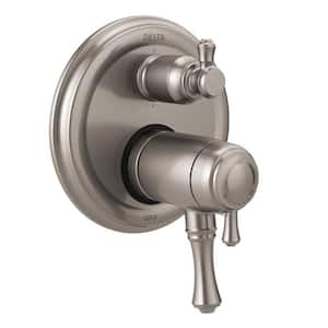 2-Handle Wall-Mount Valve Trim Kit with 6-Setting Integrated Diverter in Stainless (Valve Not Included)