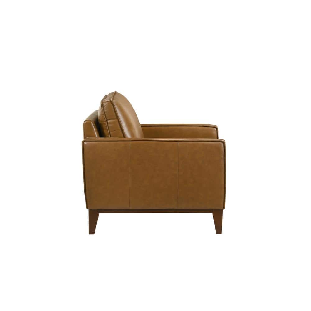 Caspar Caramel Brown Leather Accent Chair with Manufactured Wood Frame