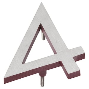 6 in. Satin Nickel/Brick Red 2-Tone Aluminum Floating or Flat Modern House Number 4