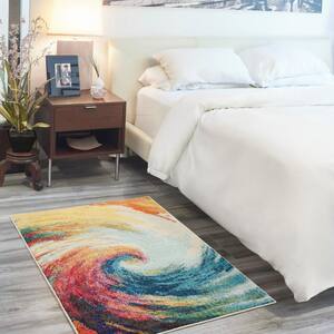 Celestial Wave 3 ft. x 5 ft. Abstract Contemporary Kitchen Area Rug