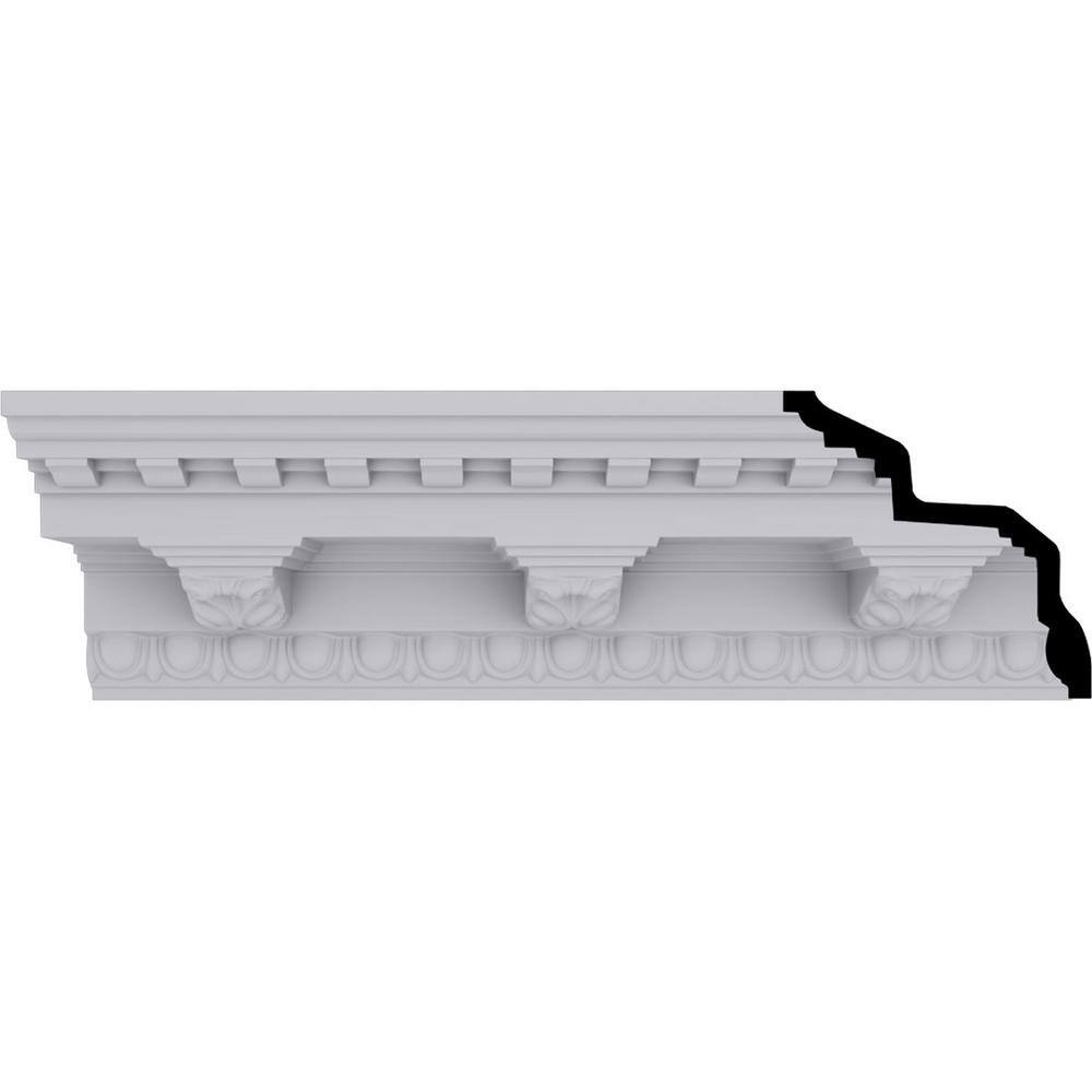 Primed Geometric Urethane Crown Moulding Sample, 12" Length