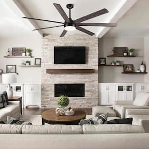 72 in. Rustic Integrated LED Indoor Black Wood Grain Ceiling Fan with Light Kit, Remote and 7 Plywood Wood Blades