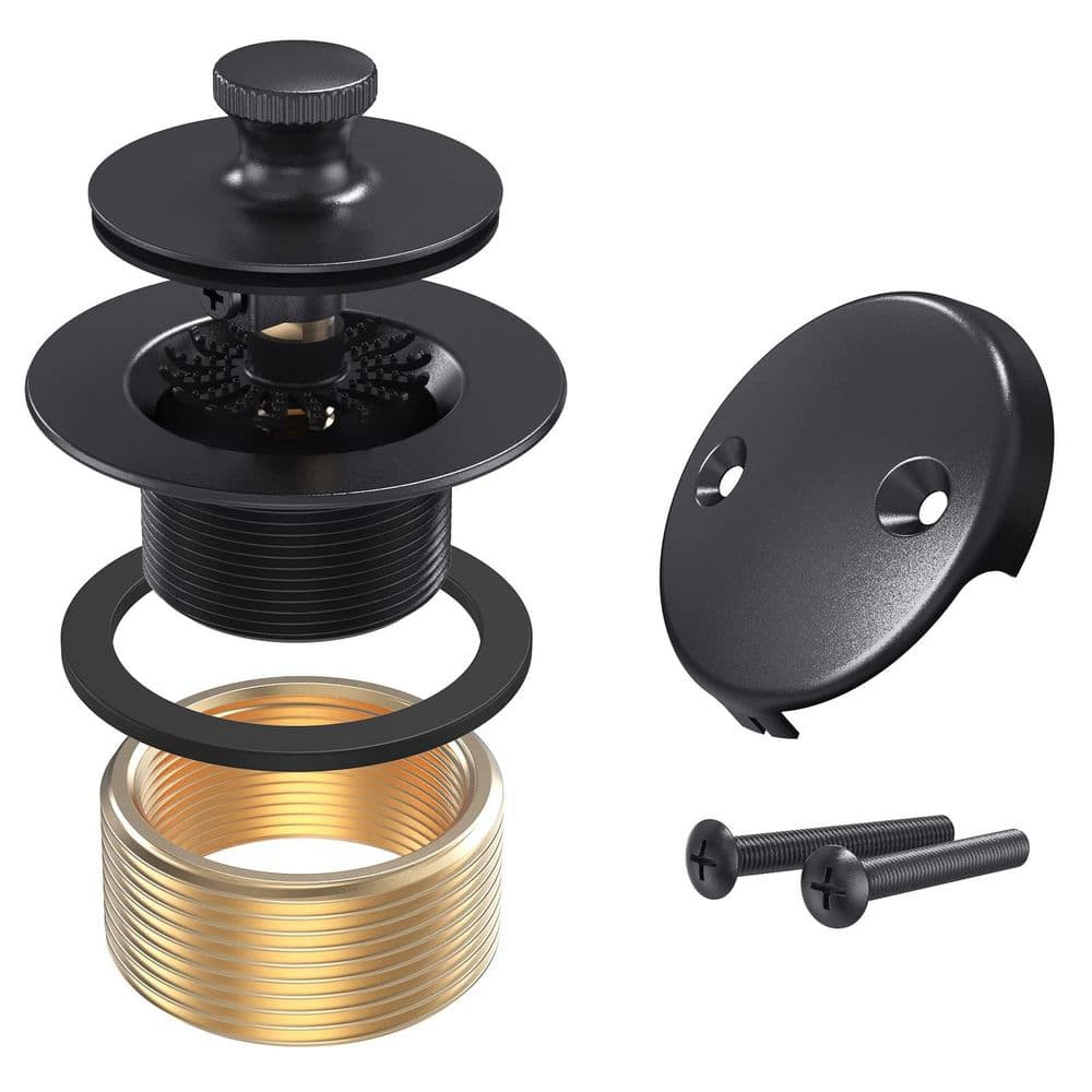 Bath Tub Trim Set with Two-Hole Overflow Faceplate, Lift and Turn Twist Tub Drains Replacement Trim Kit, Matte Black price history on PriceWatchPro